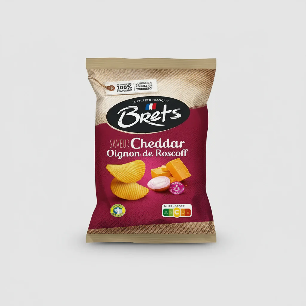 Brets Crisp Cheddar and Roscoff Onion 125g ( France )